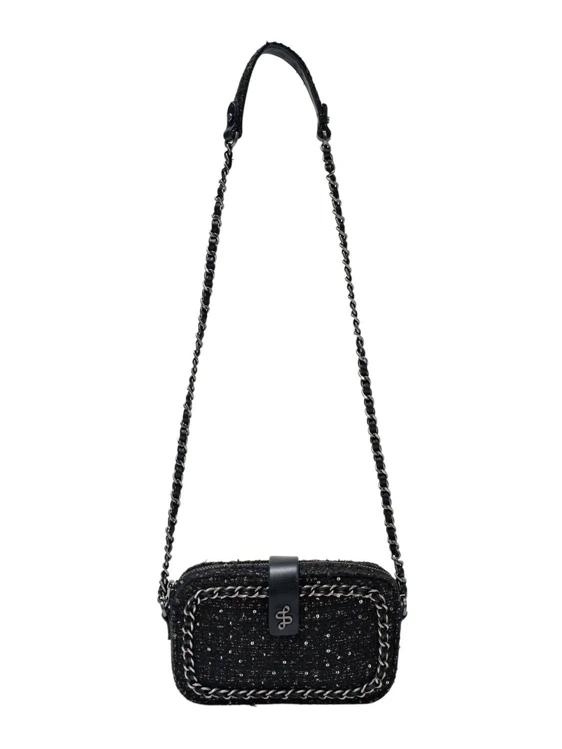 Bolso De Tweed Salsa Jeans Negro | Bicos de Fío