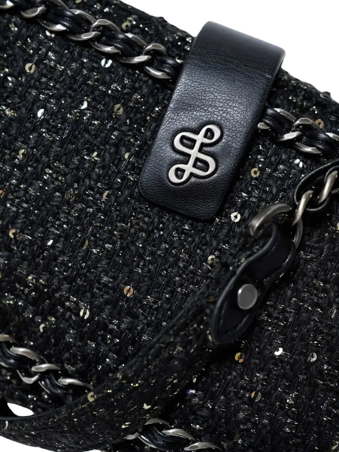 Bolso De Tweed Salsa Jeans Negro | Bicos de Fío