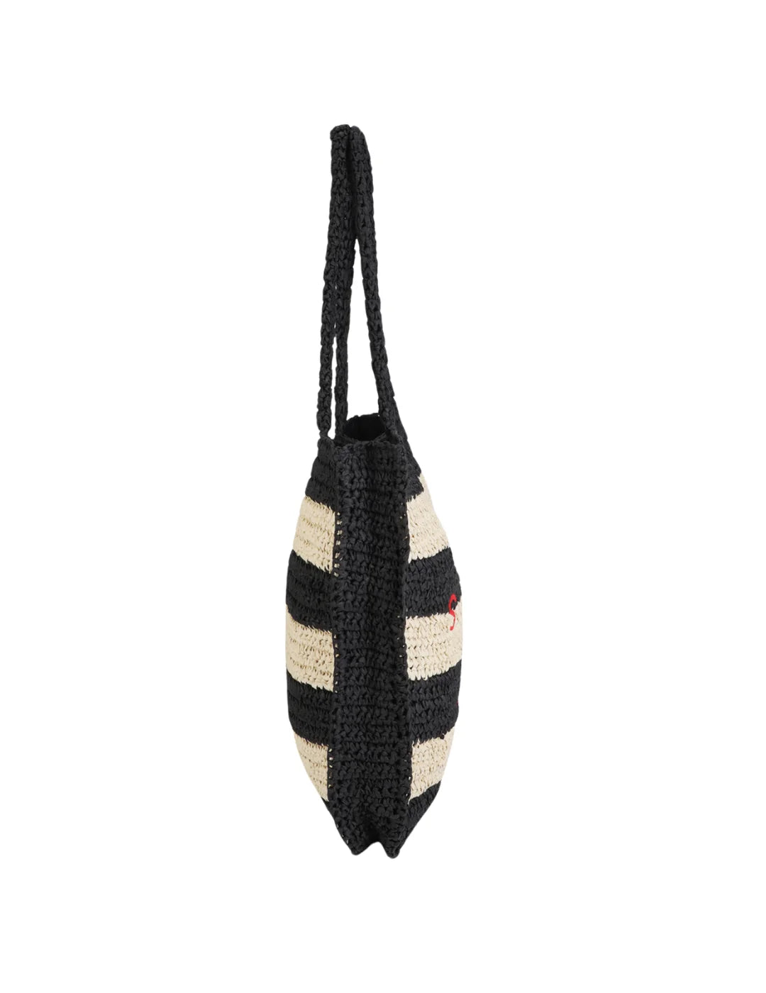 Bolso Rafia Lola Casademunt Rayas Bordado Negro | Bicos de Fío