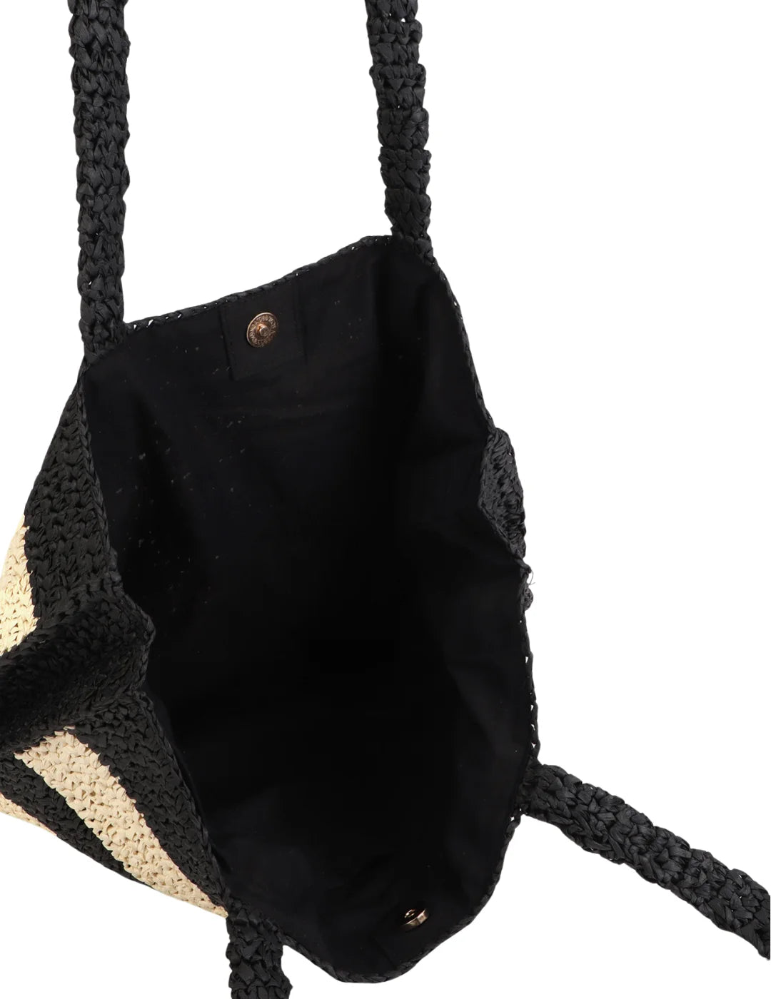 Bolso Rafia Lola Casademunt Rayas Bordado Negro | Bicos de Fío
