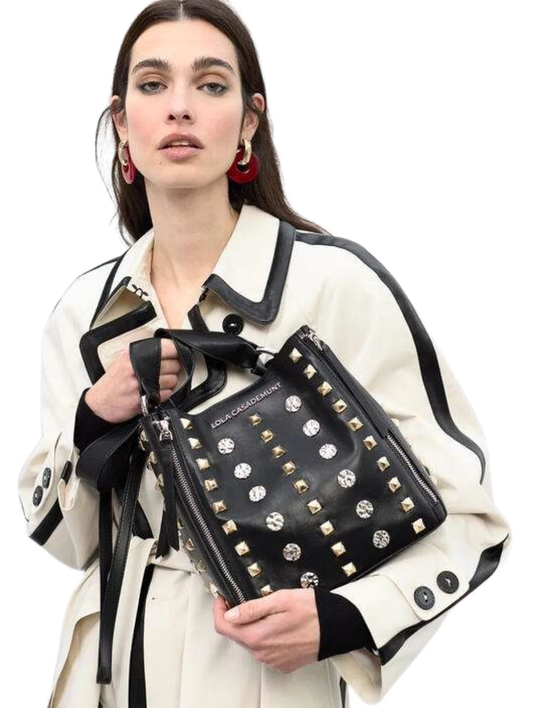 Bolso Hombro Tachas Lola Casademunt Negro | Bicos de Fío