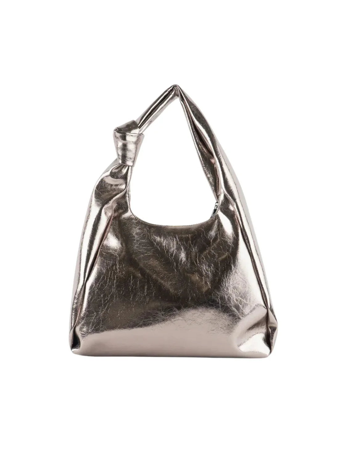 Bolso Metalizado Nudo Victoria Platino | Bicos de Fío