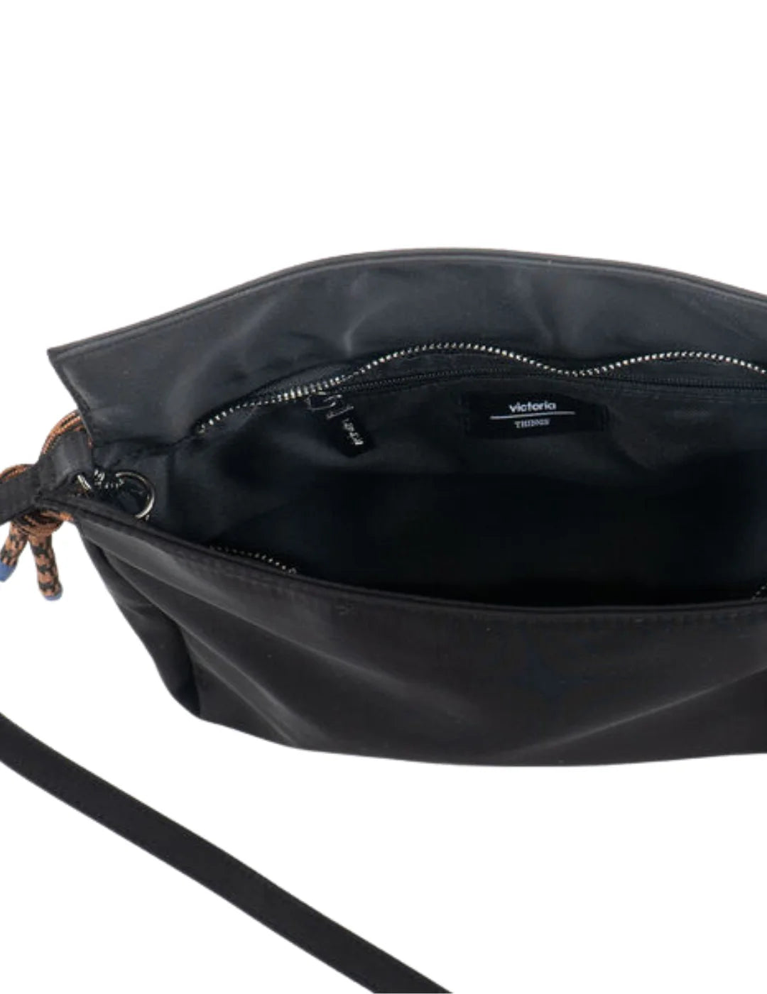 Bolso Nylon Cordones Victoria Negro | Bicos de Fío
