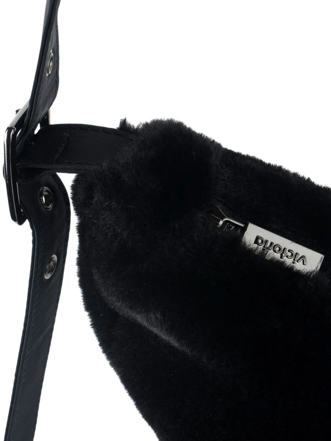 Bolso Riñonera Victoria Pelo Negro | Bicos de Fío