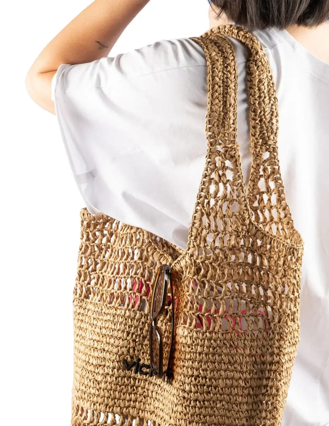 Bolso Fibra Natural Victoria Beige | Bicos de Fío