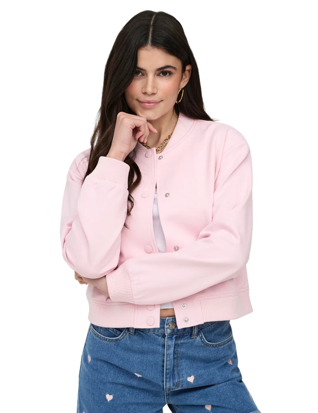 Bomber Corta ONLY Poptrash Rosa | Bicos de Fío