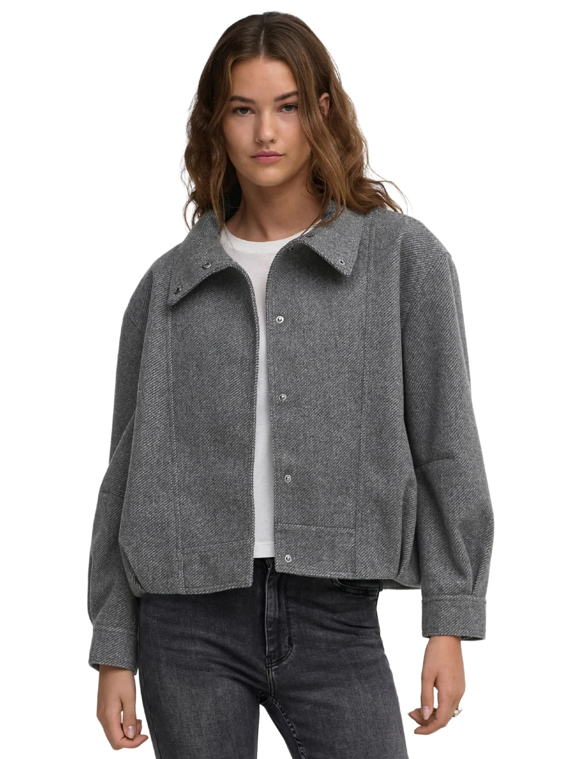Bomber Cuello Alto ONLY Asta Gris | Bicos de Fío