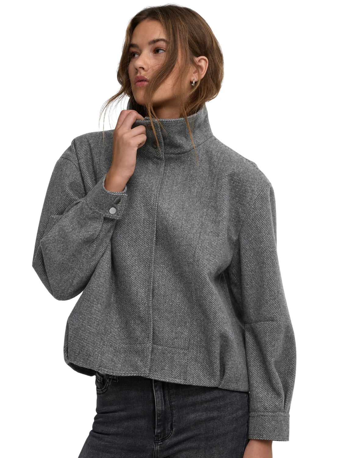 Bomber Cuello Alto ONLY Asta Gris | Bicos de Fío