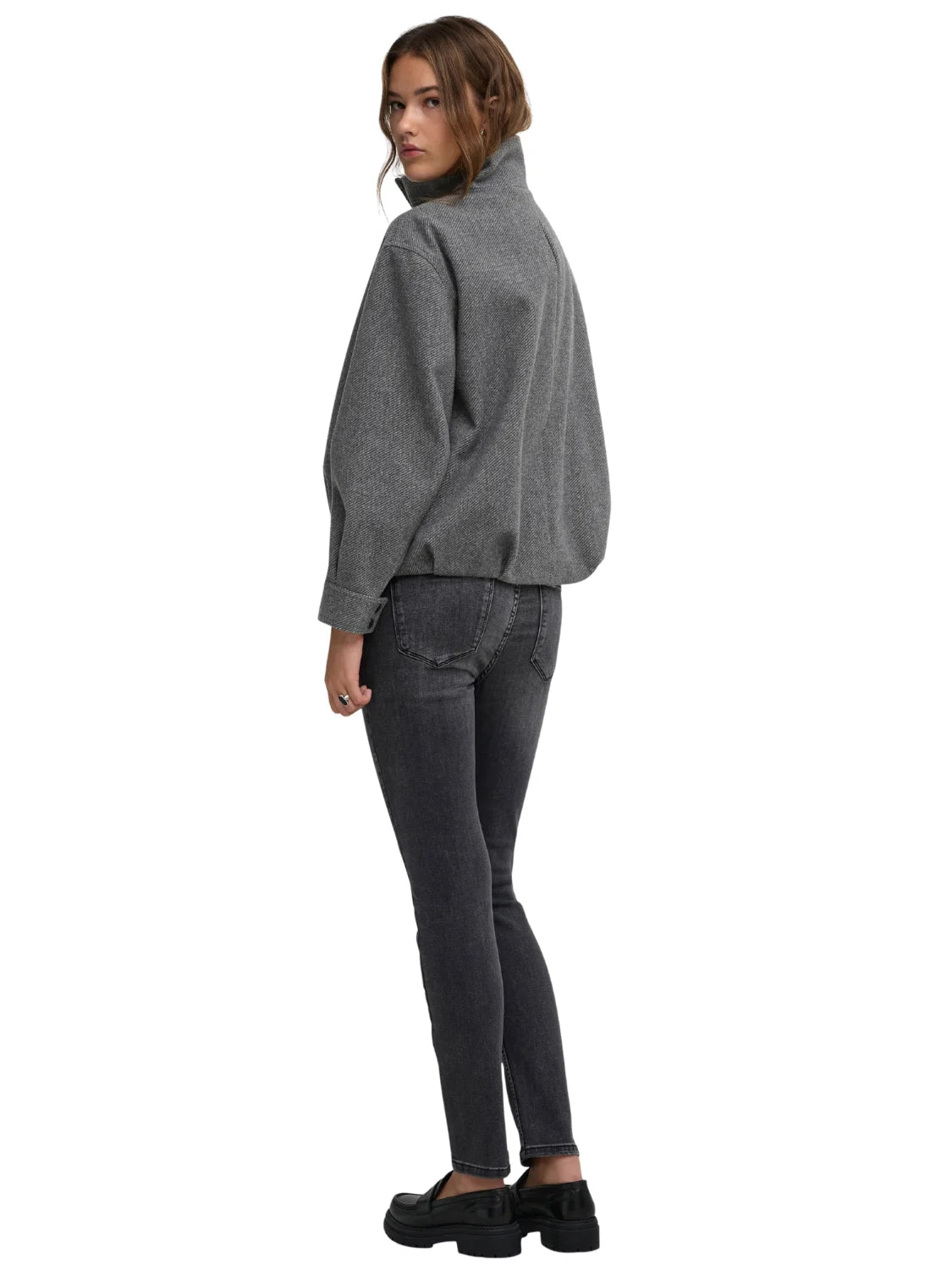 Bomber Cuello Alto ONLY Asta Gris | Bicos de Fío