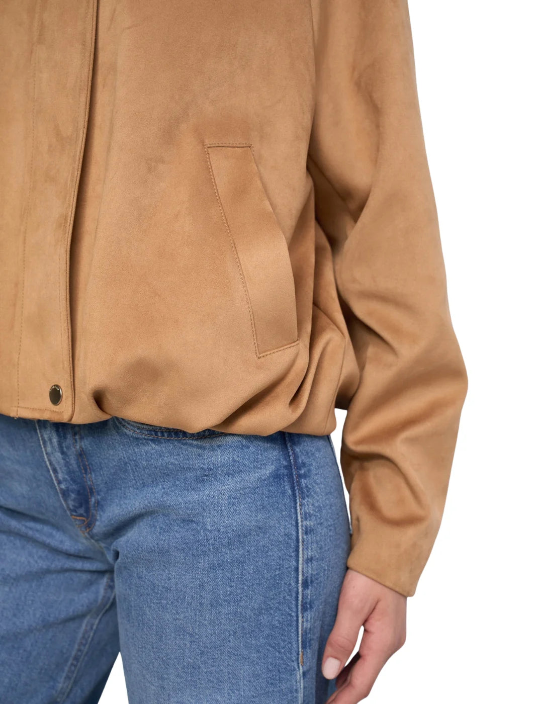 Bomber Efecto Ante Salsa Jeans Marrón | Bicos de Fío