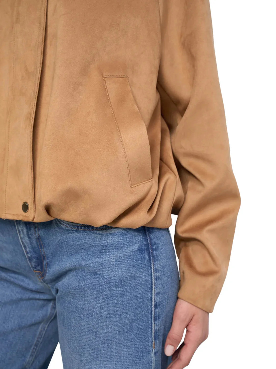 Bomber Efecto Ante Salsa Jeans Marrón | Bicos de Fío