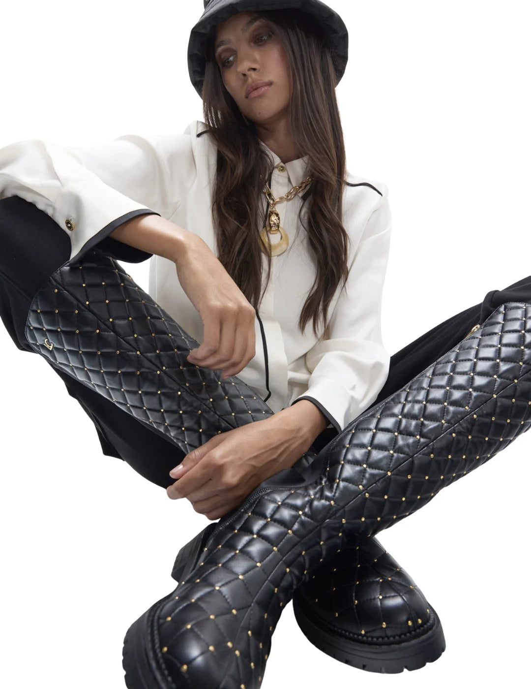 Bota Lola Casademunt Mini Tachas Negro | Bicos de Fío