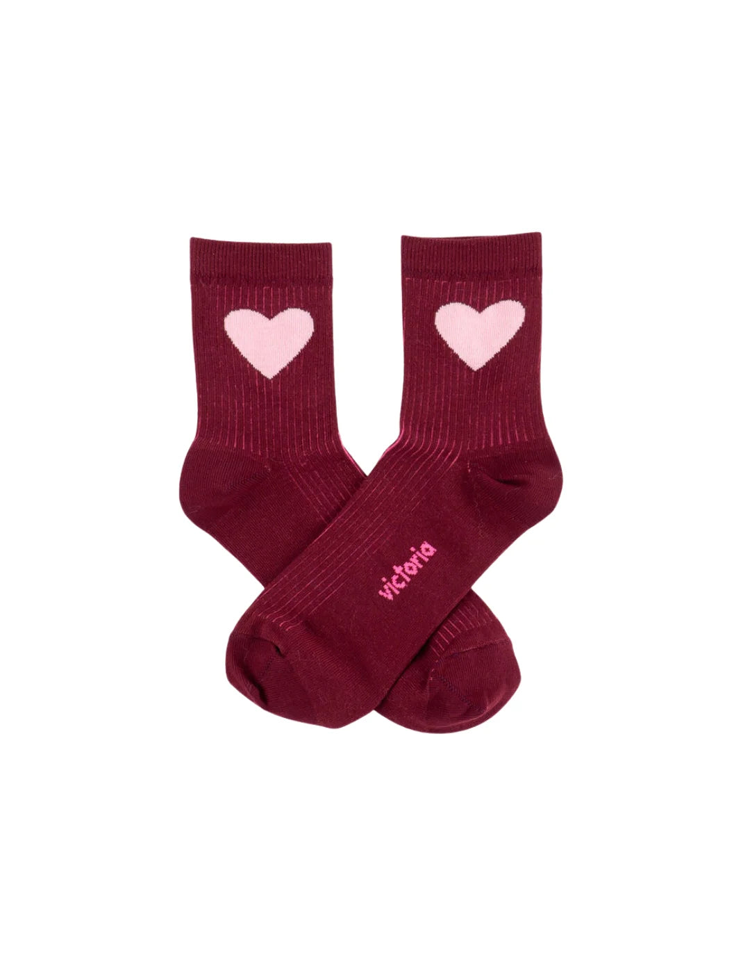 Calcetines Victoria Corazón Burdeos | Bicos de Fío