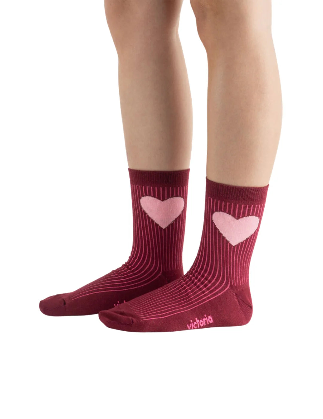 Calcetines Victoria Corazón Burdeos | Bicos de Fío