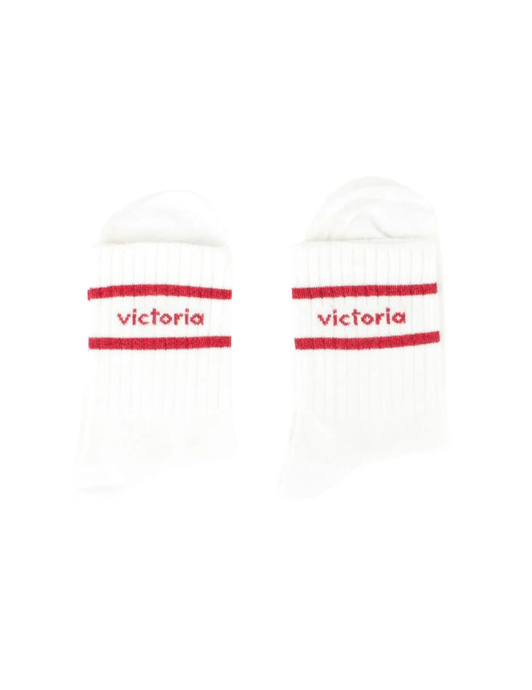 Calcetines Victoria Lurex Franjas Blanco-Rojo | Bicos de Fío