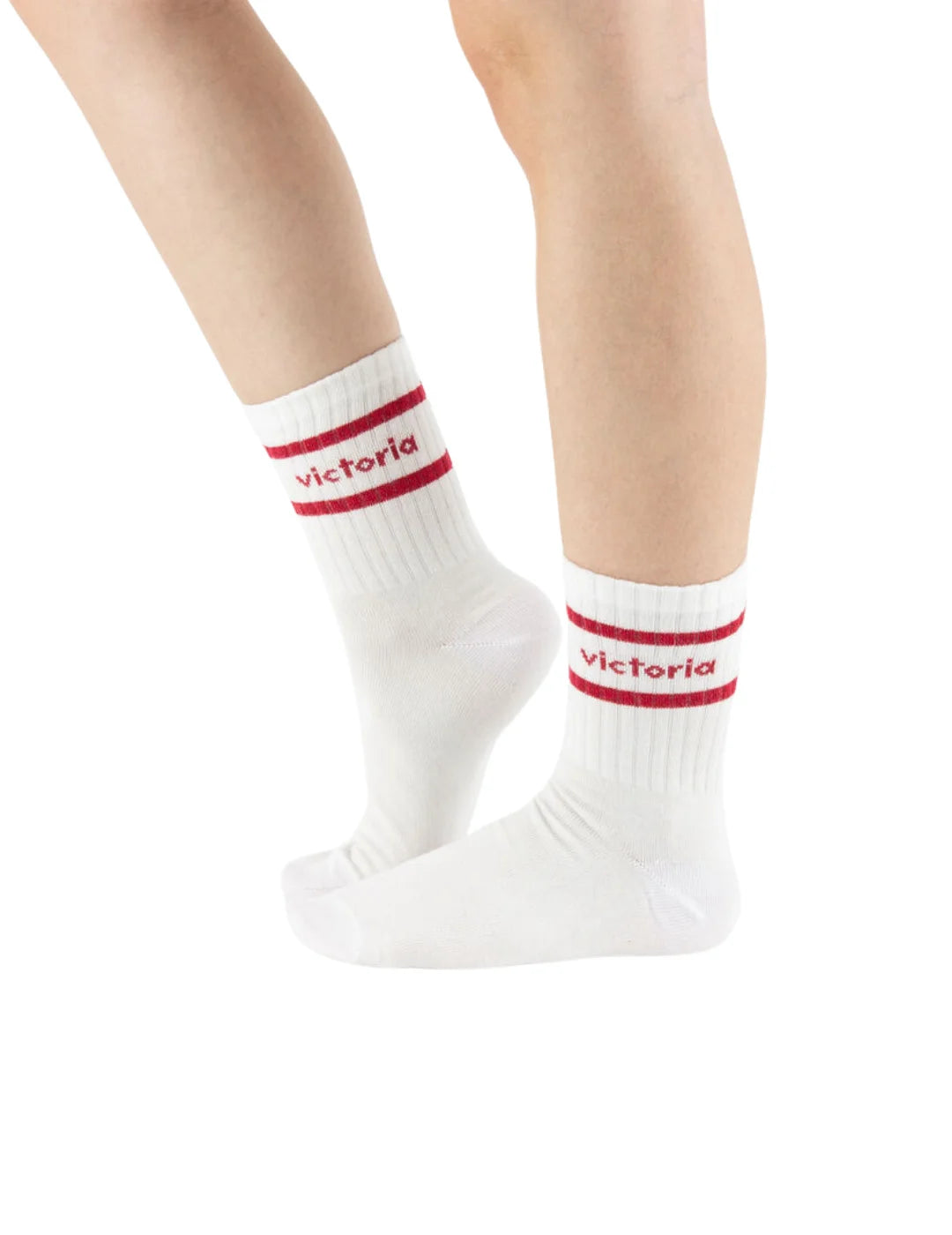 Calcetines Victoria Lurex Franjas Blanco-Rojo | Bicos de Fío