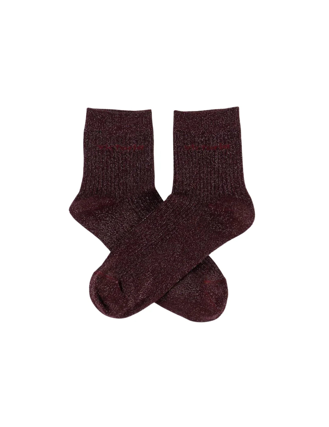 Calcetines Lisos Victoria Lurex Burdeos | Bicos de Fío