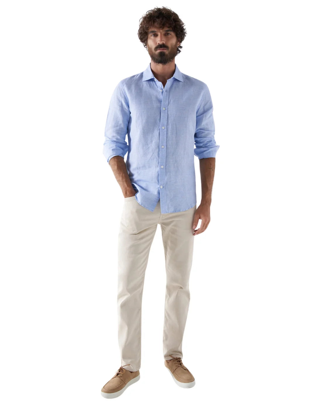 Camisa De Algodón Y Lino Salsa Jeans Azul | Bicos de Fío