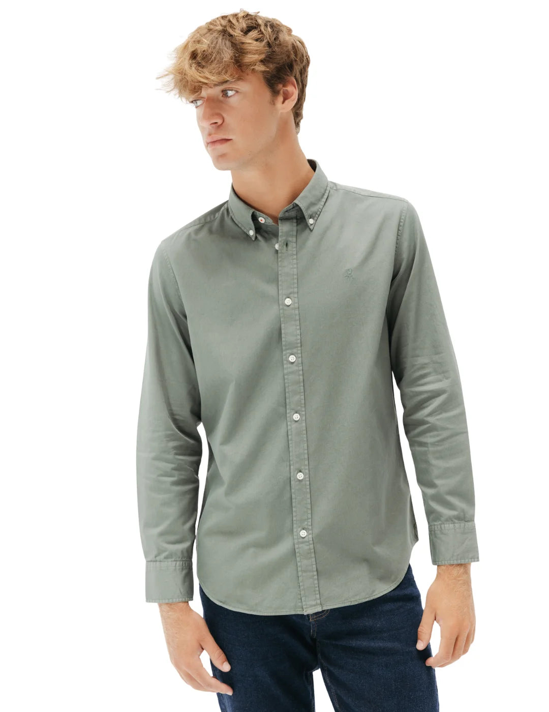 Camisa Casual Sarga El Pulpo Verde Khaki | Bicos de Fío