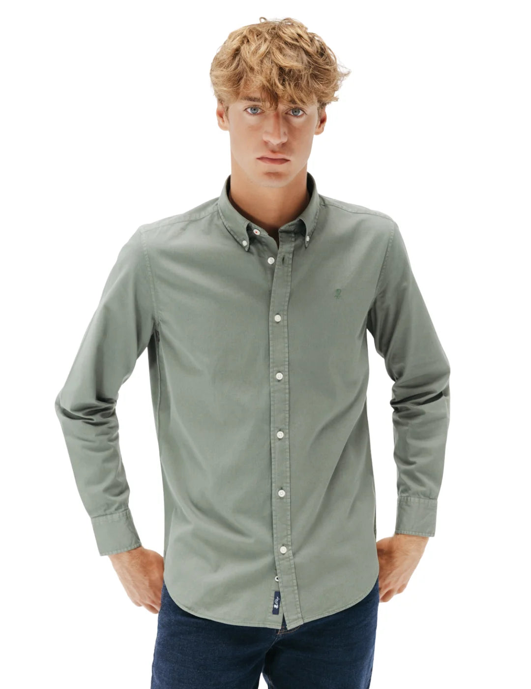Camisa Casual Sarga El Pulpo Verde Khaki | Bicos de Fío