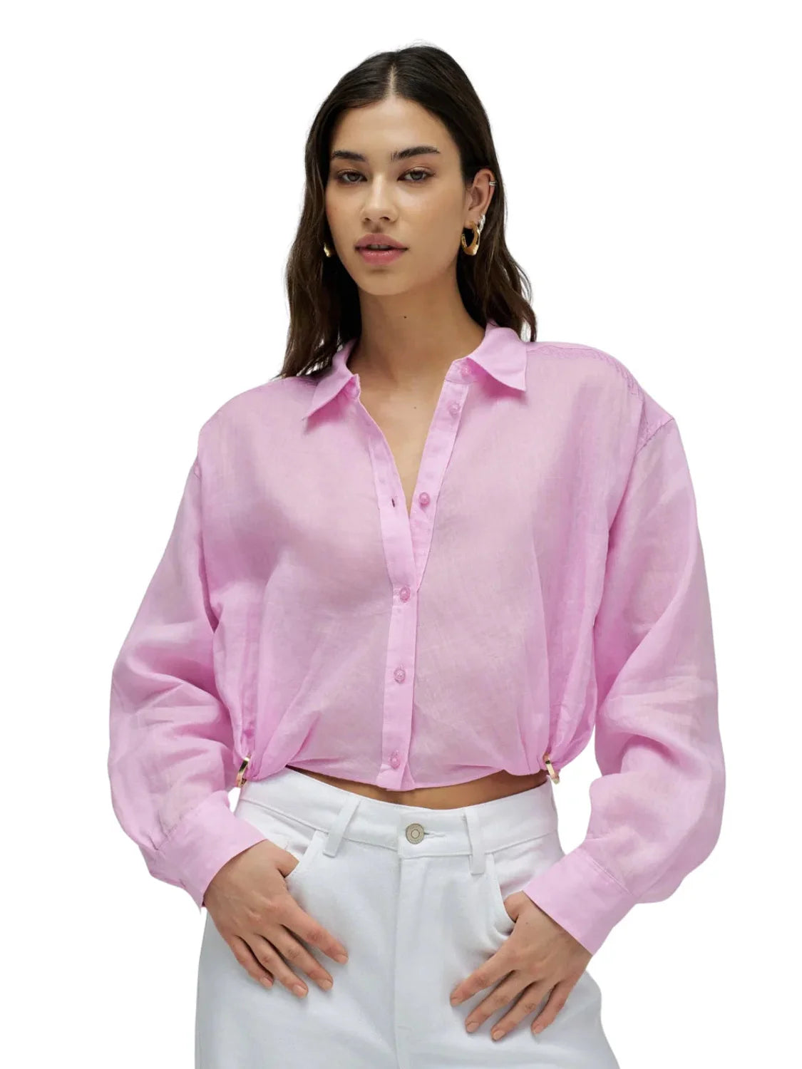 Camisa Cropped Salsa Jeans Rosa | Bicos de Fío