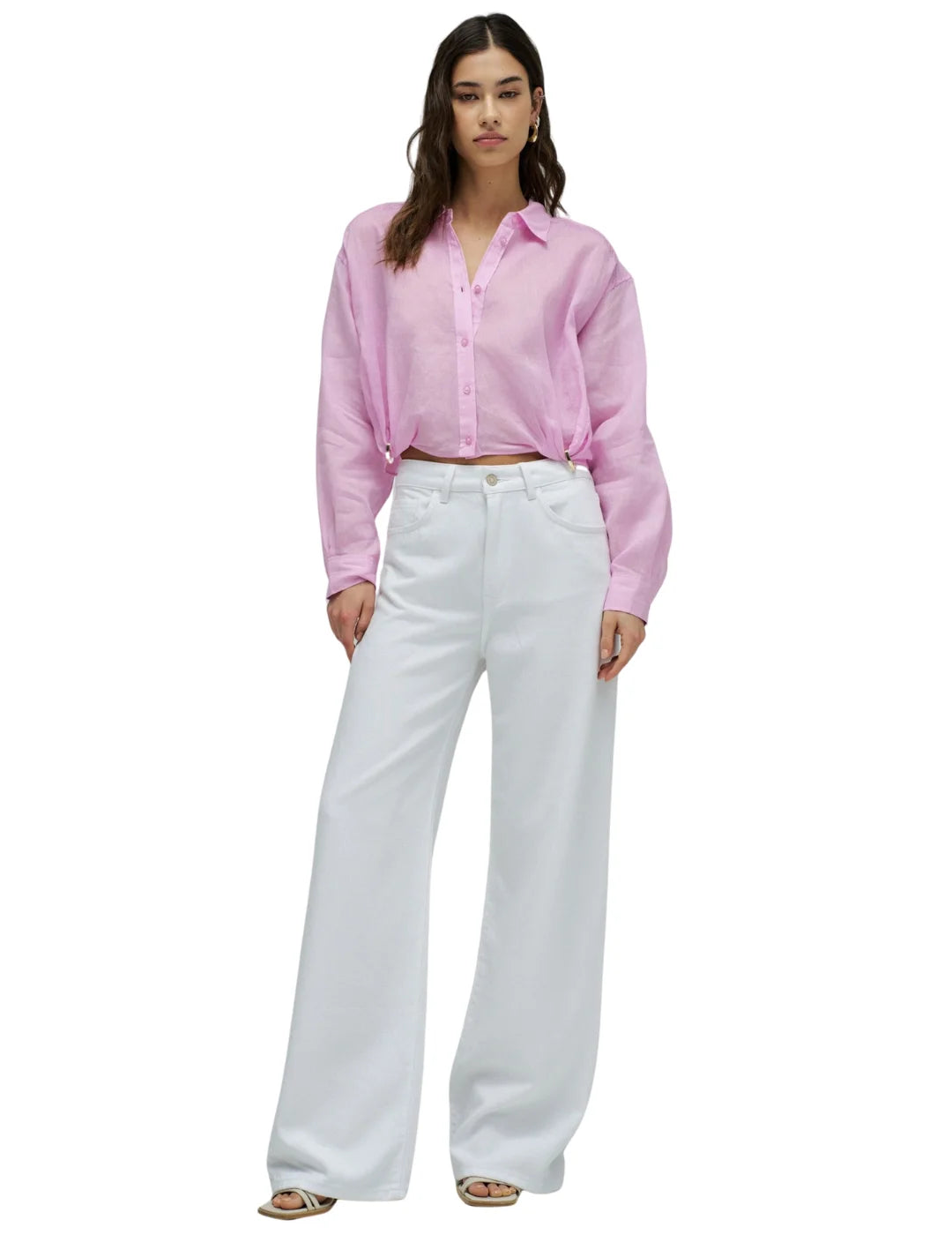 Camisa Cropped Salsa Jeans Rosa | Bicos de Fío