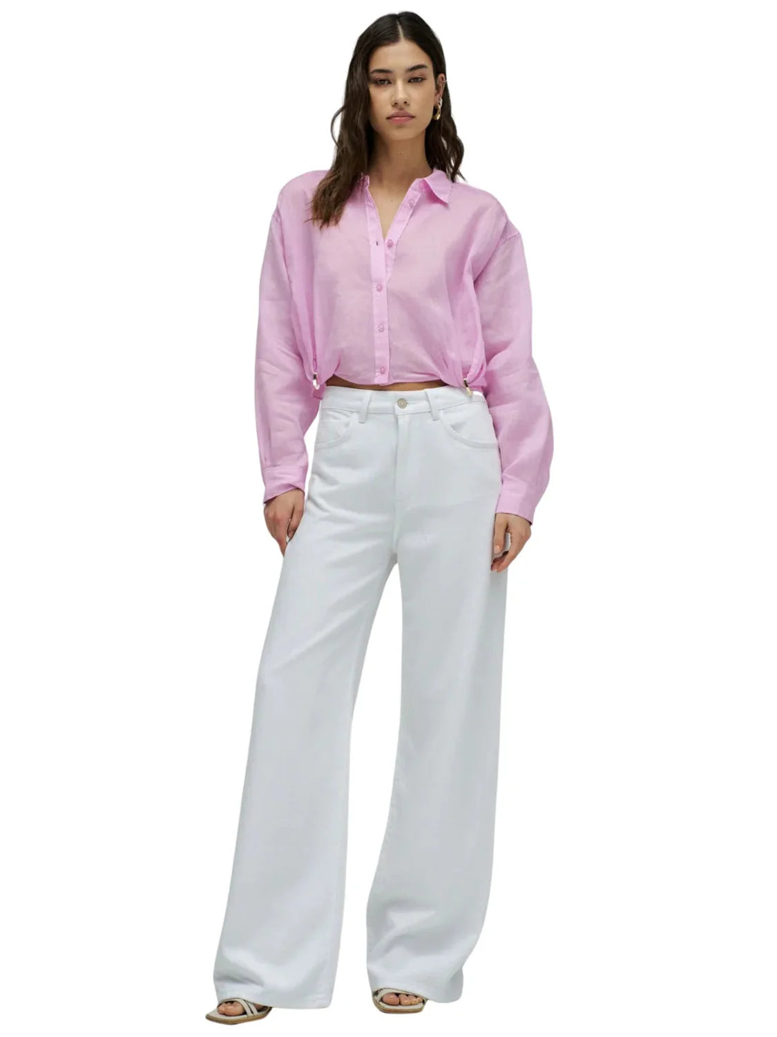 Camisa Cropped Salsa Jeans Rosa | Bicos de Fío