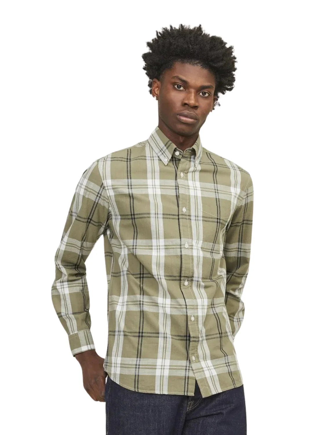 Camisa De Cuadros Jack & Jones BluBrook Verde | Bicos de Fío