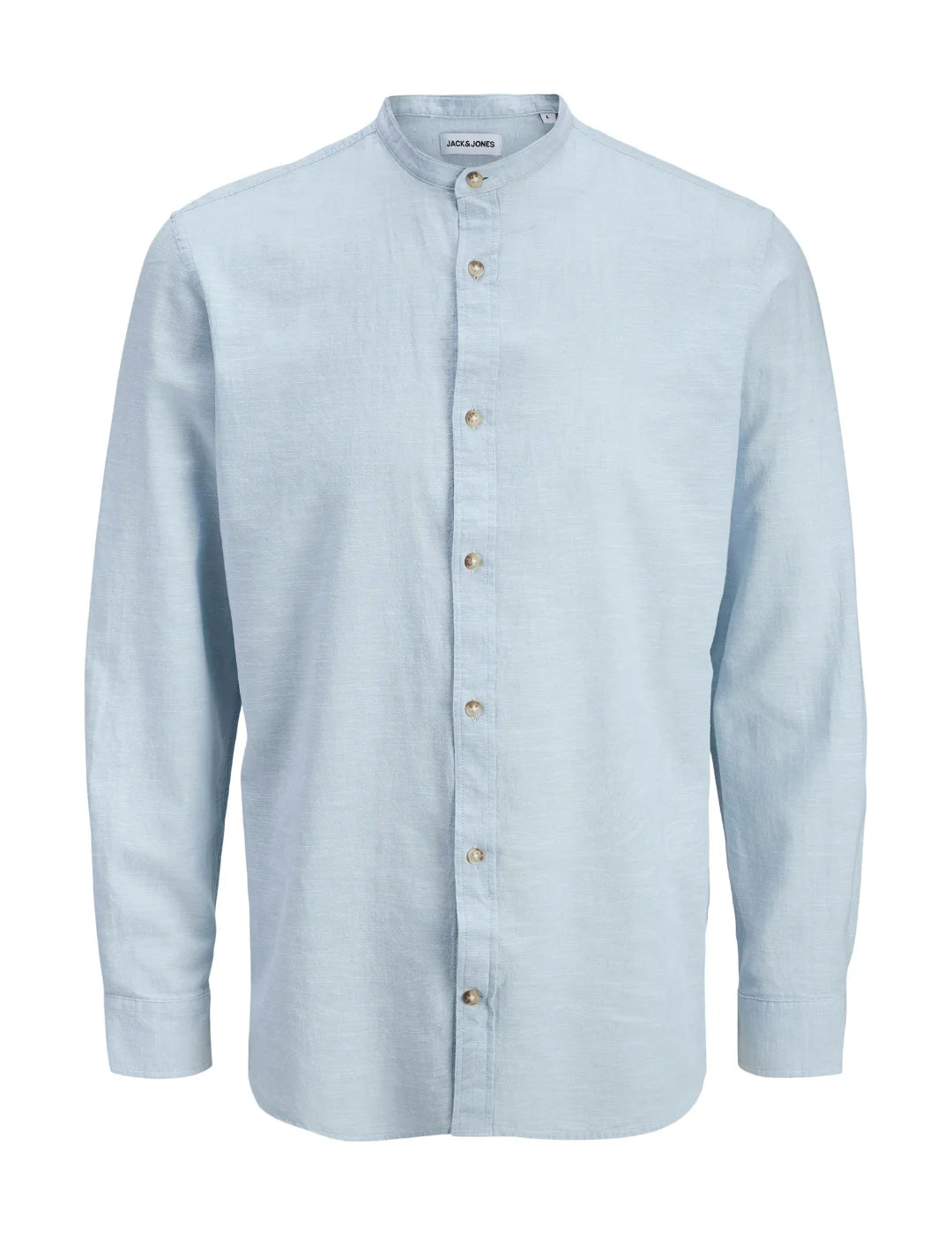Camisa Lino Cuello Mao Jack&Jones Summer Azul Celeste | Bicos de Fío