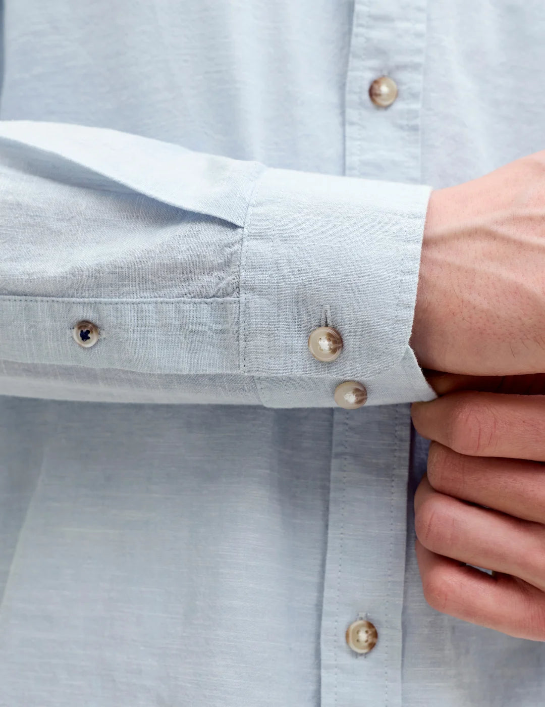Camisa Lino Cuello Mao Jack&Jones Summer Azul Celeste | Bicos de Fío
