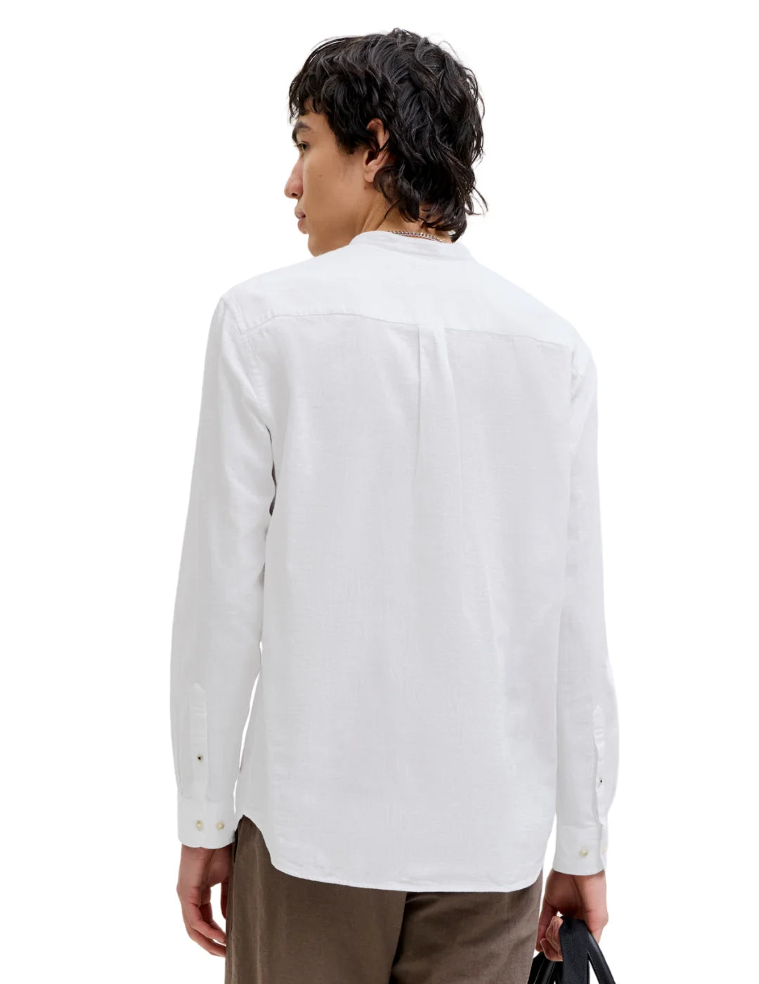 Camisa Lino Cuello Mao Jack&Jones Summer Blanco | Bicos de Fío