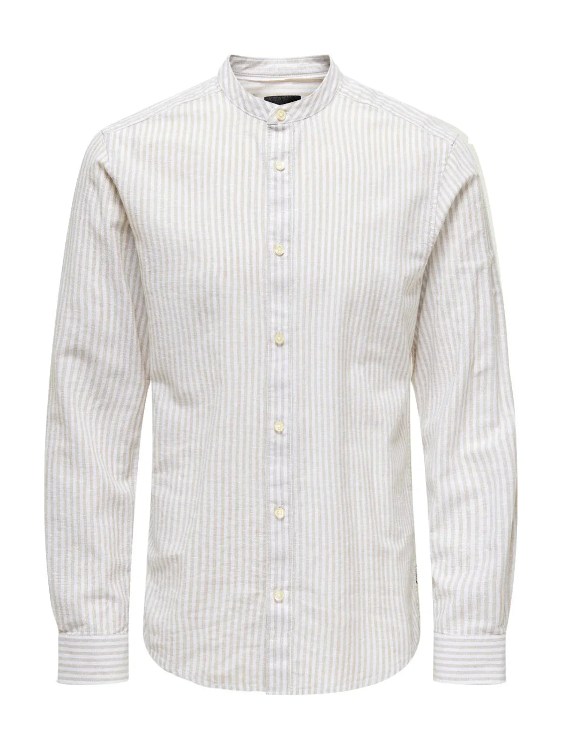 Camisa Cuello Mao Lino ONLY&SONS Caiden Beige | Bicos de Fío