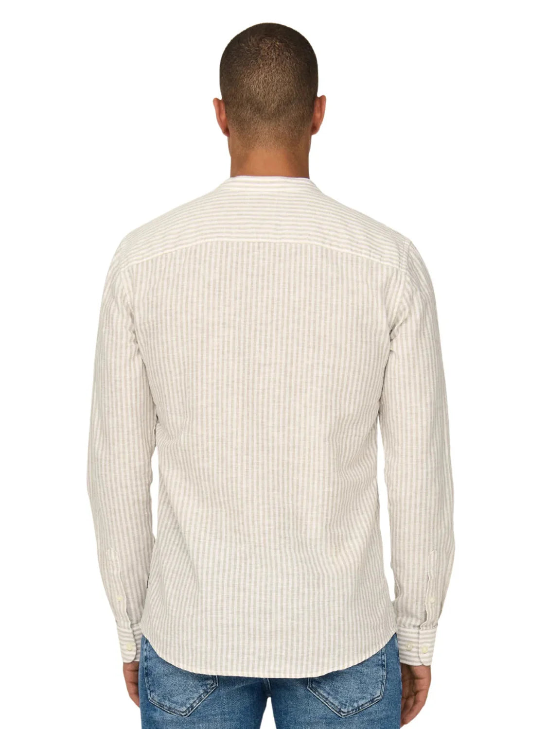 Camisa Cuello Mao Lino ONLY&SONS Caiden Beige | Bicos de Fío