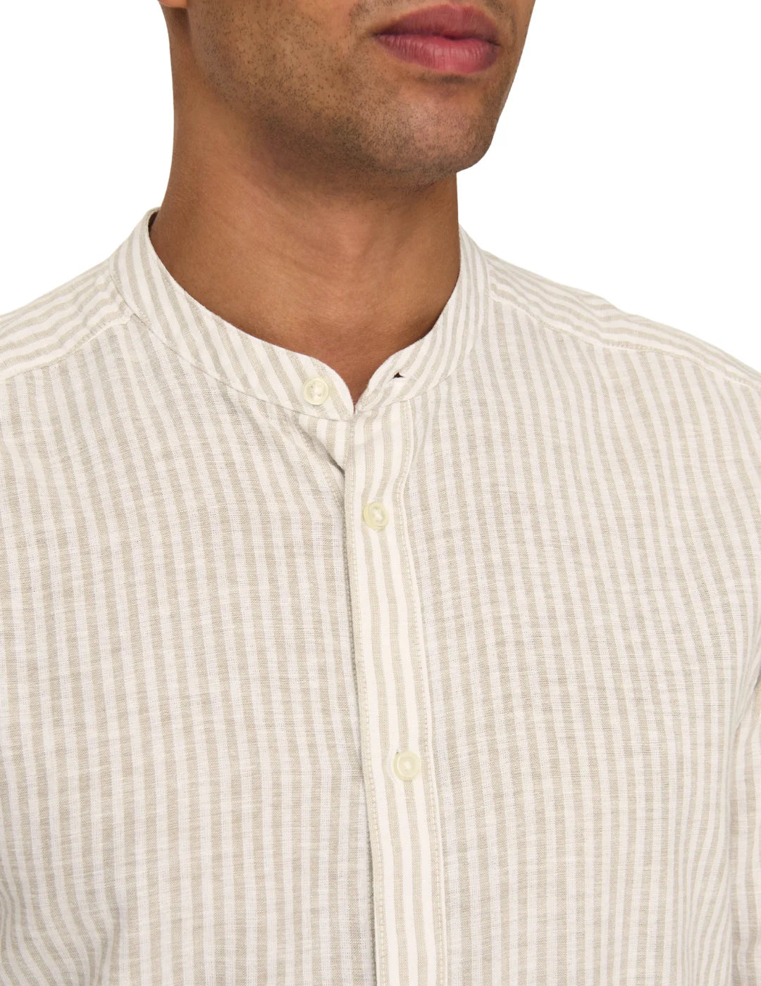 Camisa Cuello Mao Lino ONLY&SONS Caiden Beige | Bicos de Fío