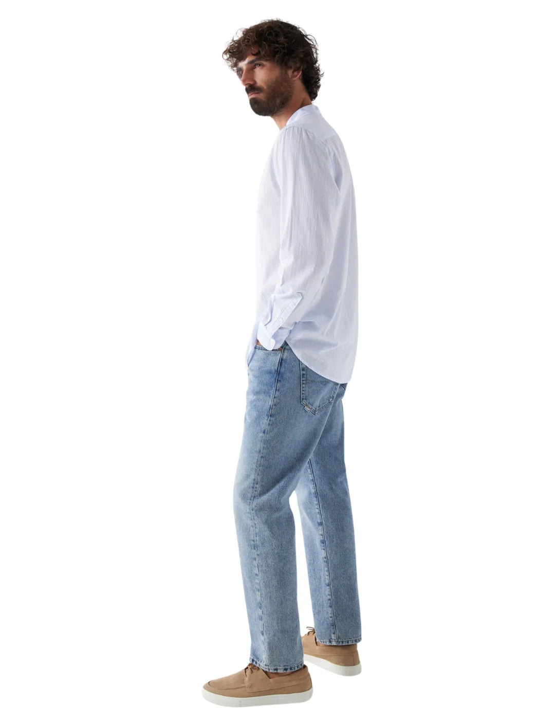 Camisa Cuello Mao Salsa Jeans Azul | Bicos de Fío