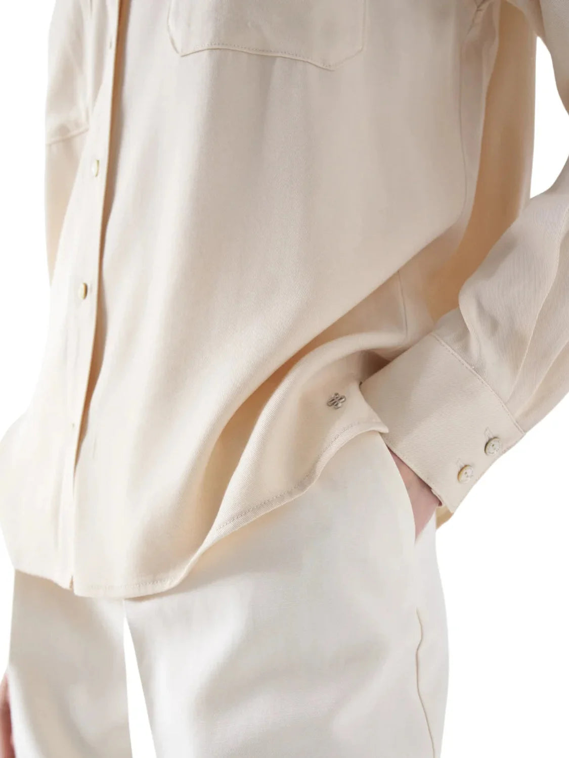 Camisa Lightdenim Loose Salsa Jeans Beige | Bicos de Fío