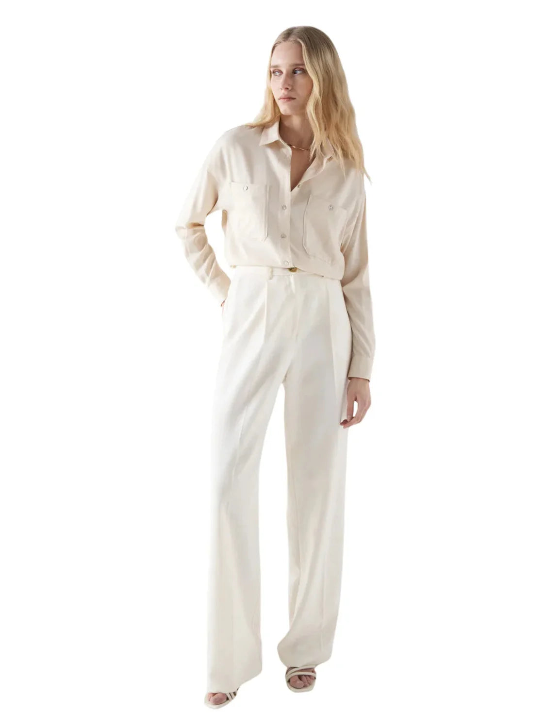 Camisa Lightdenim Loose Salsa Jeans Beige | Bicos de Fío