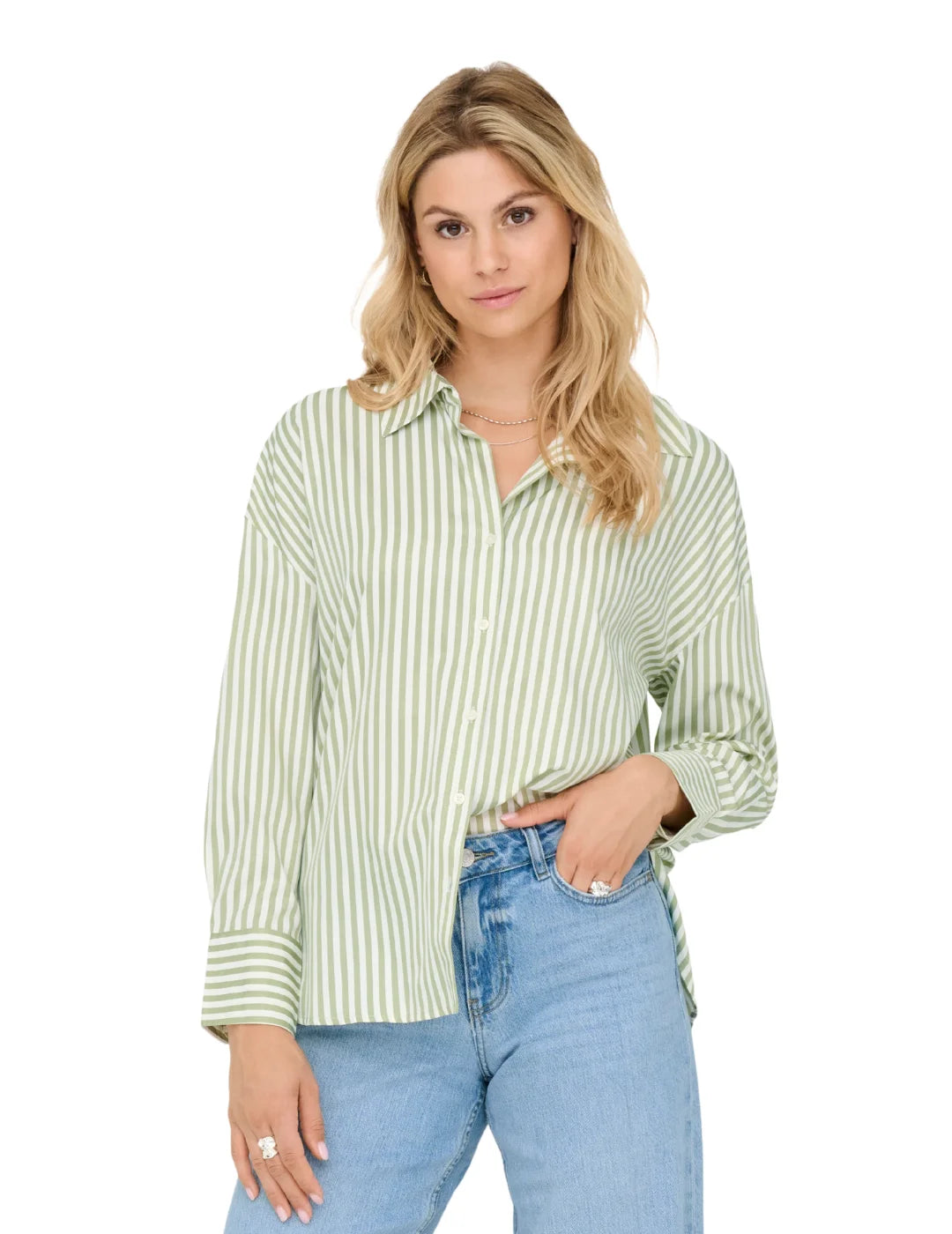 Camisa Suelta JDY Vesper Rayas Verde | Bicos de Fío