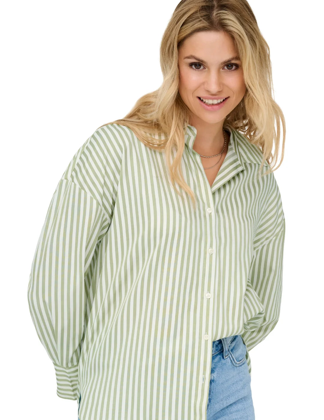 Camisa Suelta JDY Vesper Rayas Verde | Bicos de Fío