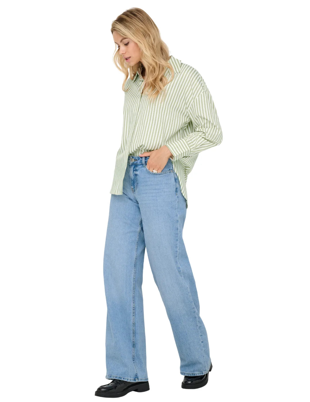 Camisa Suelta JDY Vesper Rayas Verde | Bicos de Fío