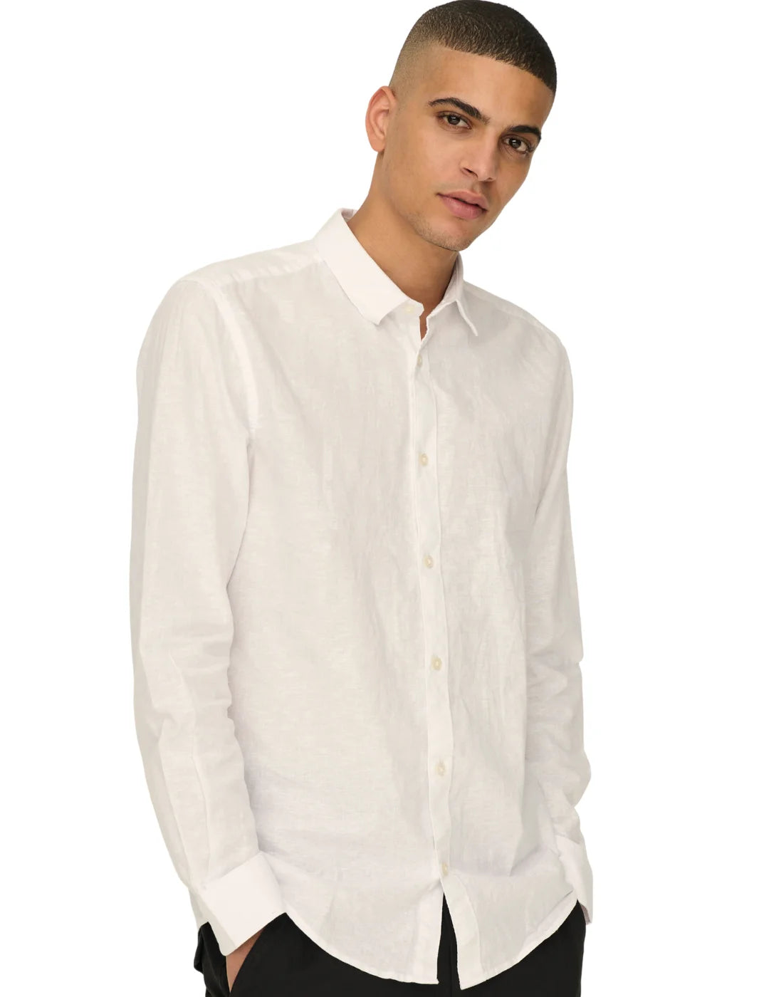 Camisa Lino ONLY&SONS Caiden Blanco | Bicos de Fío