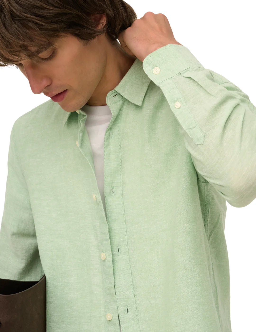 Camisa Lino ONLY&SONS Caiden Verde Quiet | Bicos de Fío