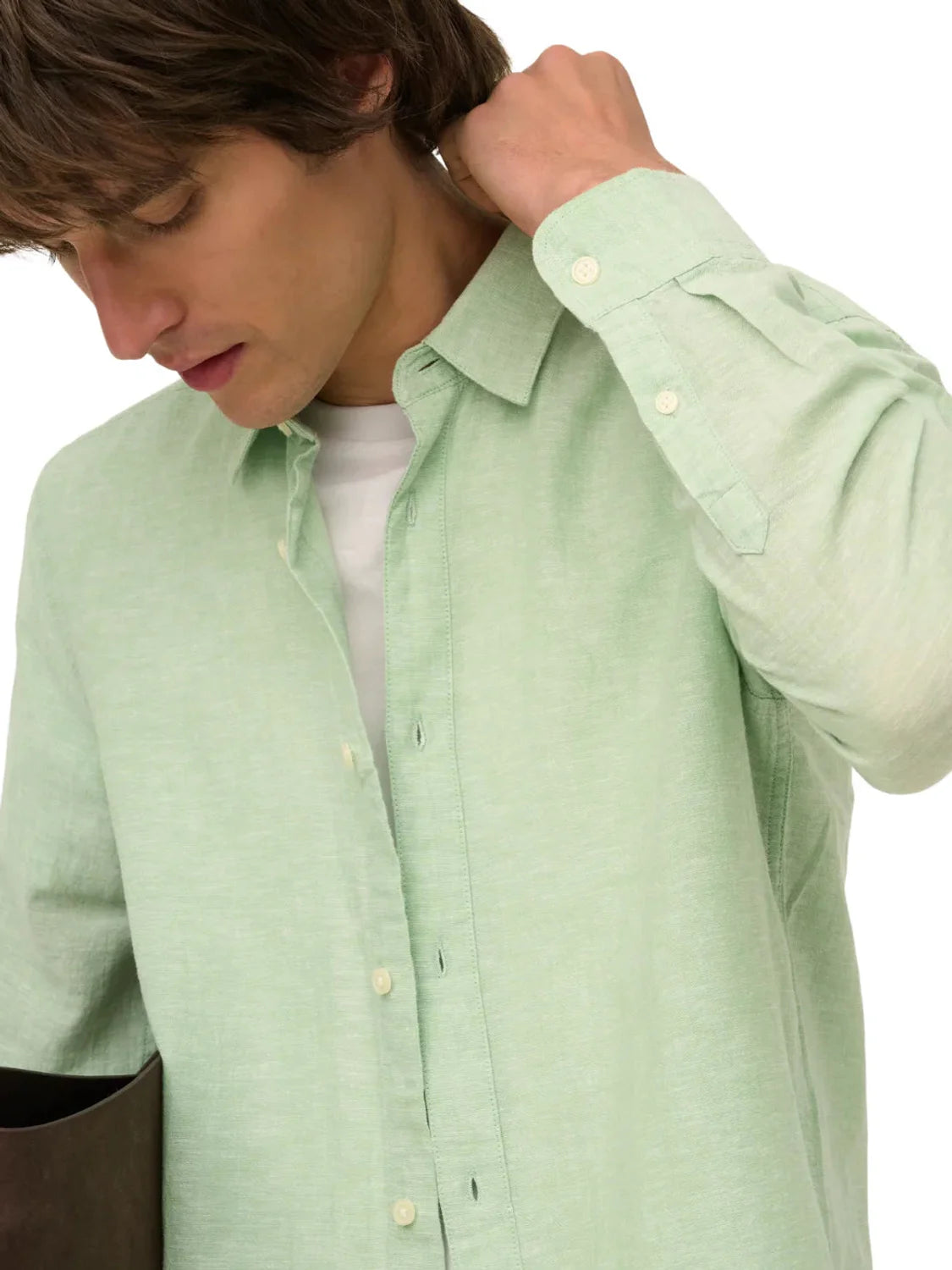 Camisa Lino ONLY&SONS Caiden Verde Quiet | Bicos de Fío