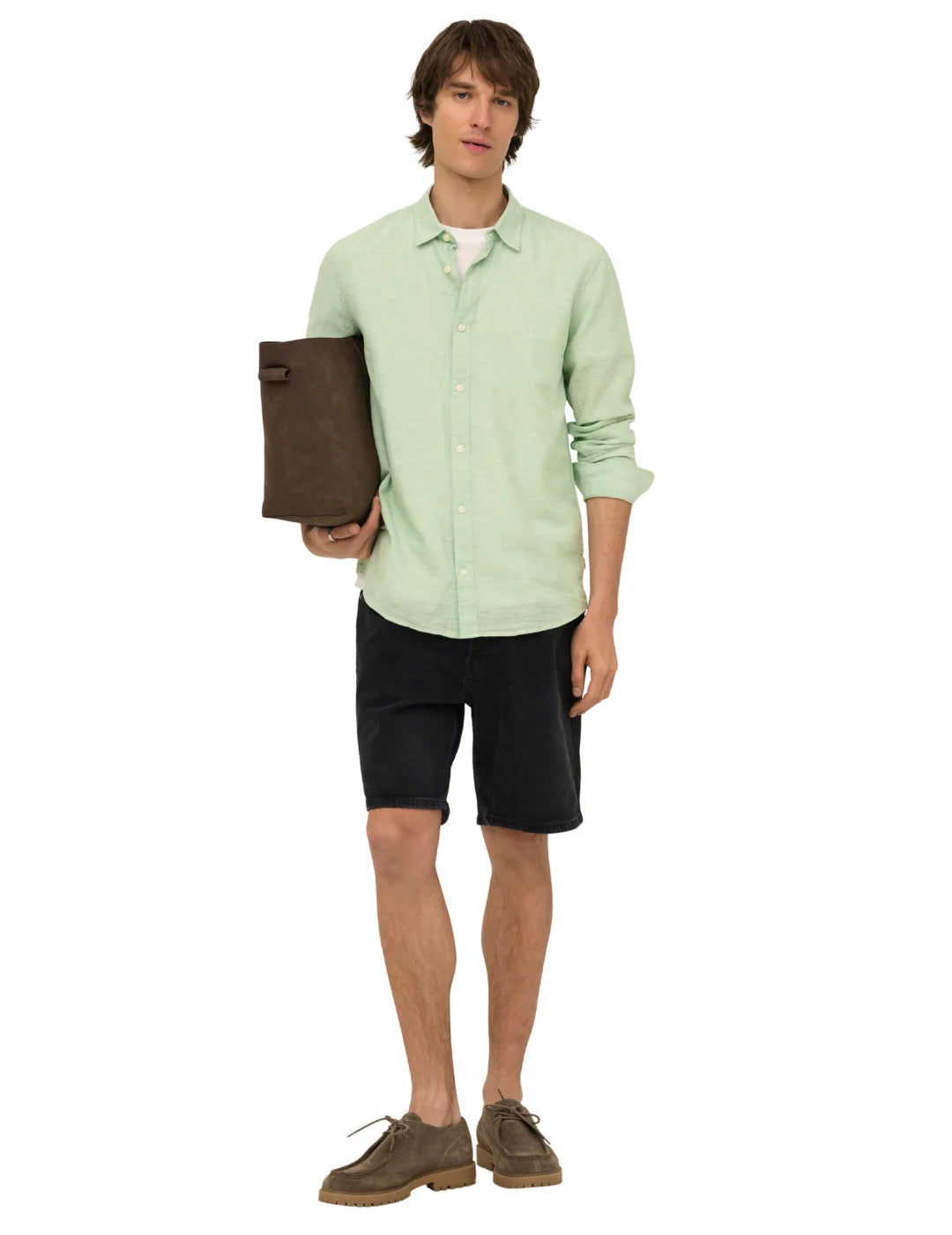 Camisa Lino ONLY&SONS Caiden Verde Quiet | Bicos de Fío