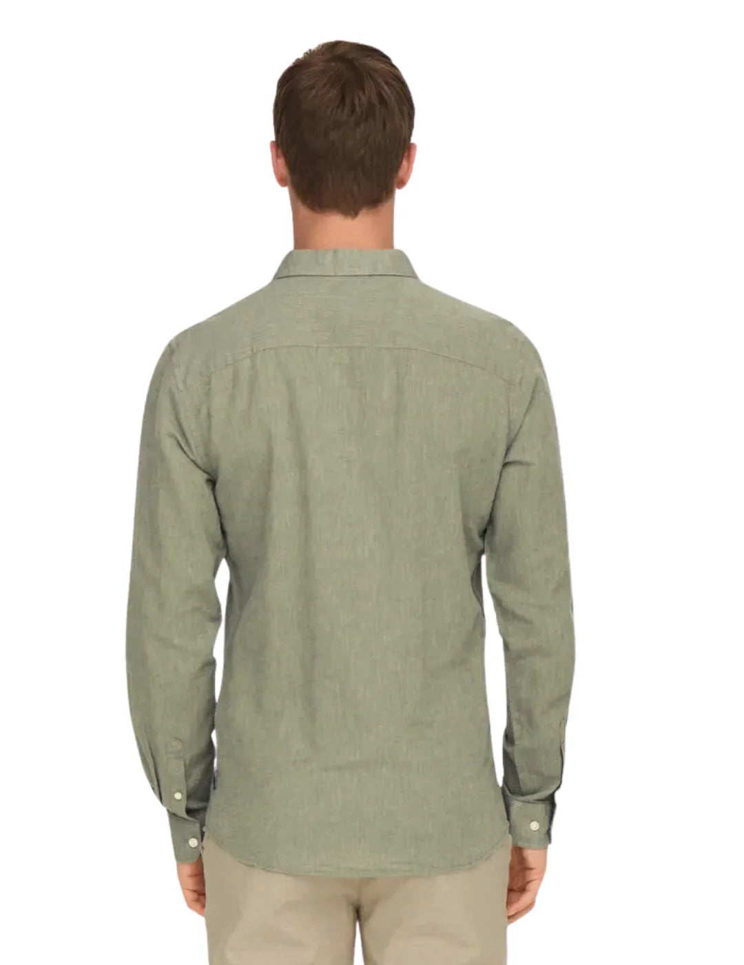 Camisa Lino ONLY&SONS Caiden Verde Swam | Bicos de Fío