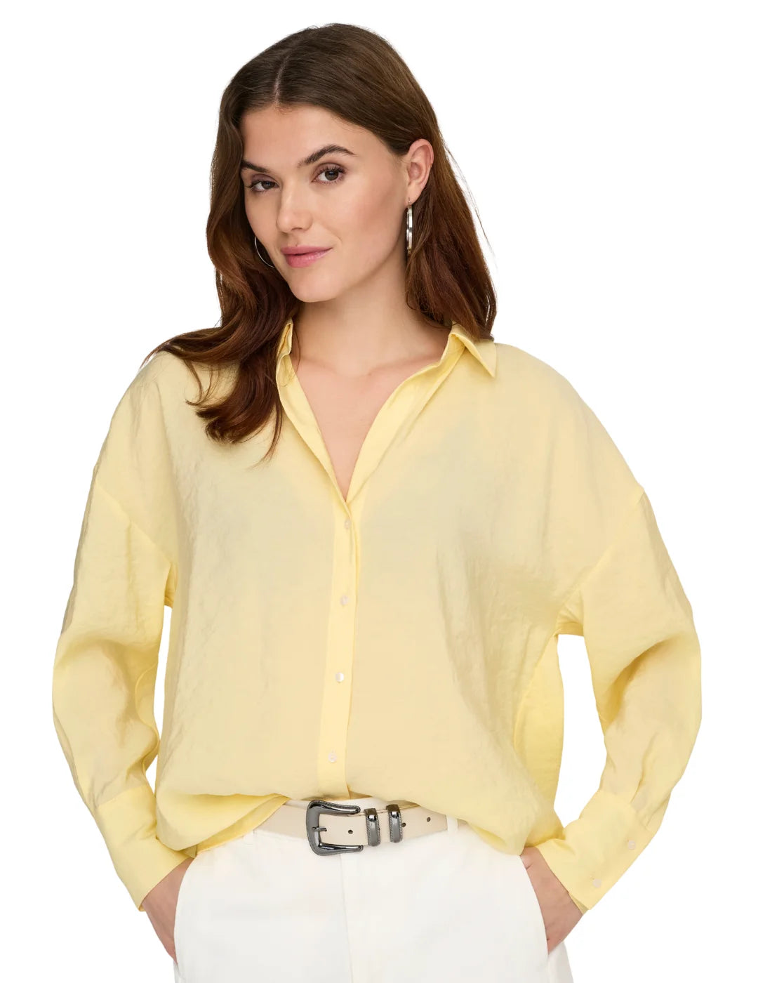 Camisa Loose ONLY Zazima Amarillo | Bicos de Fío
