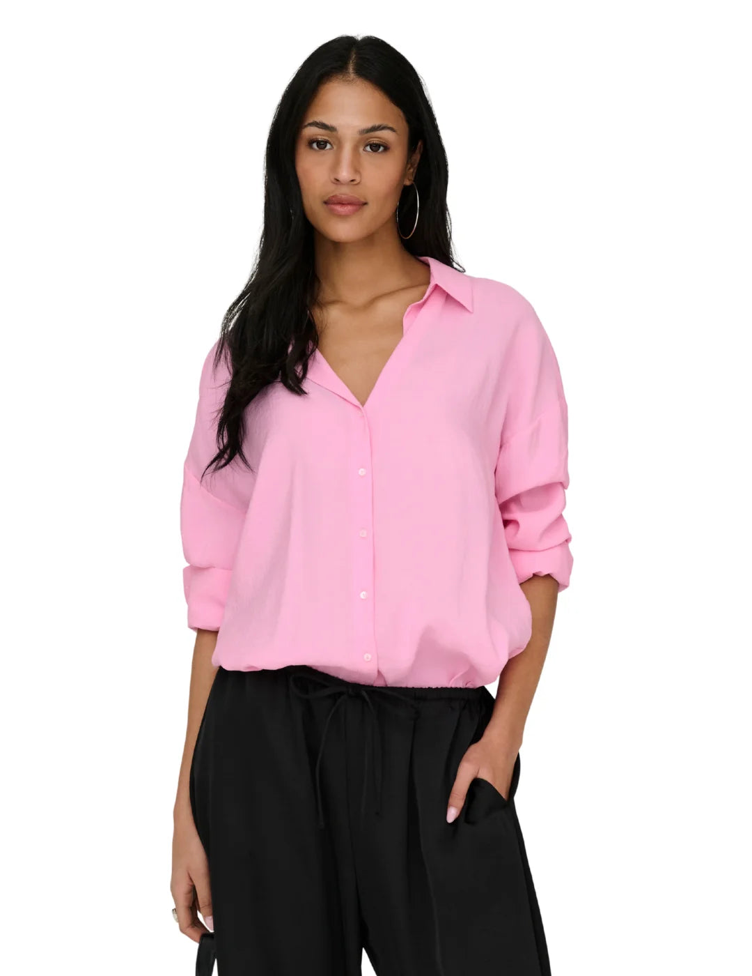 Camisa Loose ONLY Zazima Rosa | Bicos de Fío