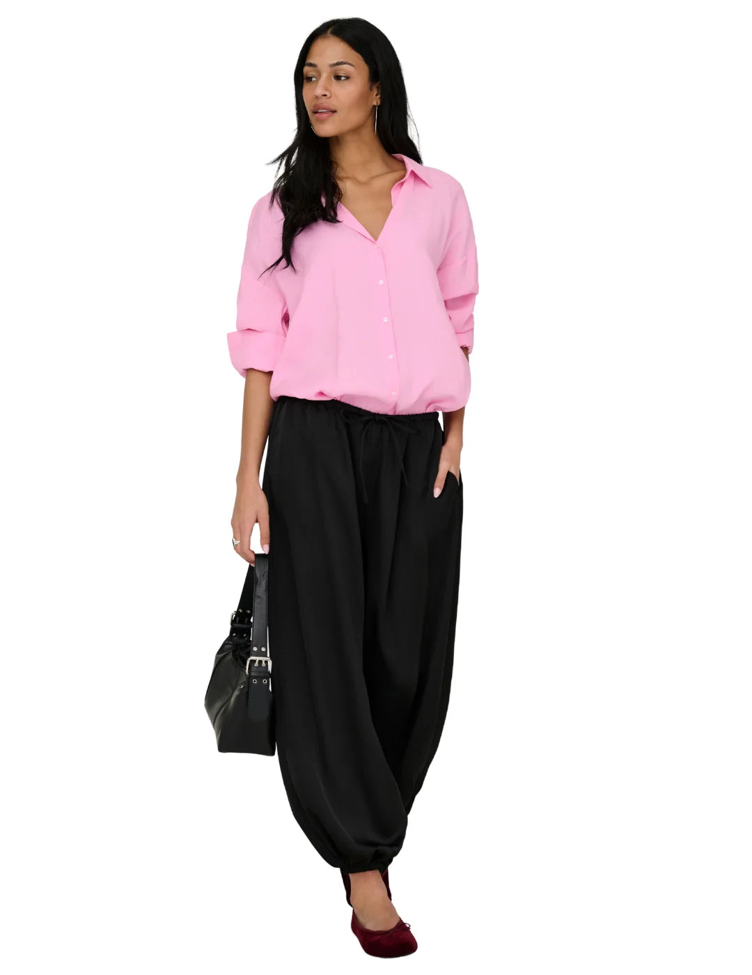 Camisa Loose ONLY Zazima Rosa | Bicos de Fío