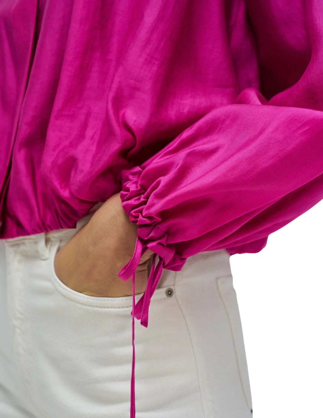 Camisa Manga Abullonada Salsa Jeans Fucsia | Bicos de Fío