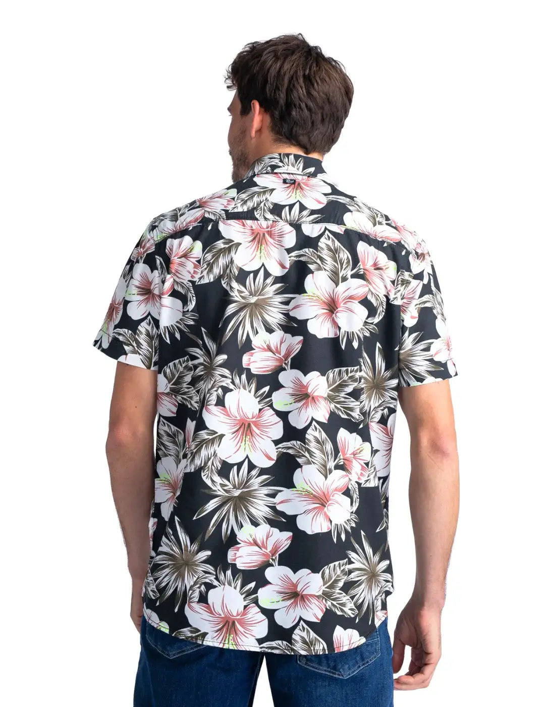 Camisa Petrol Industries Botanical Negro | Bicos de Fío